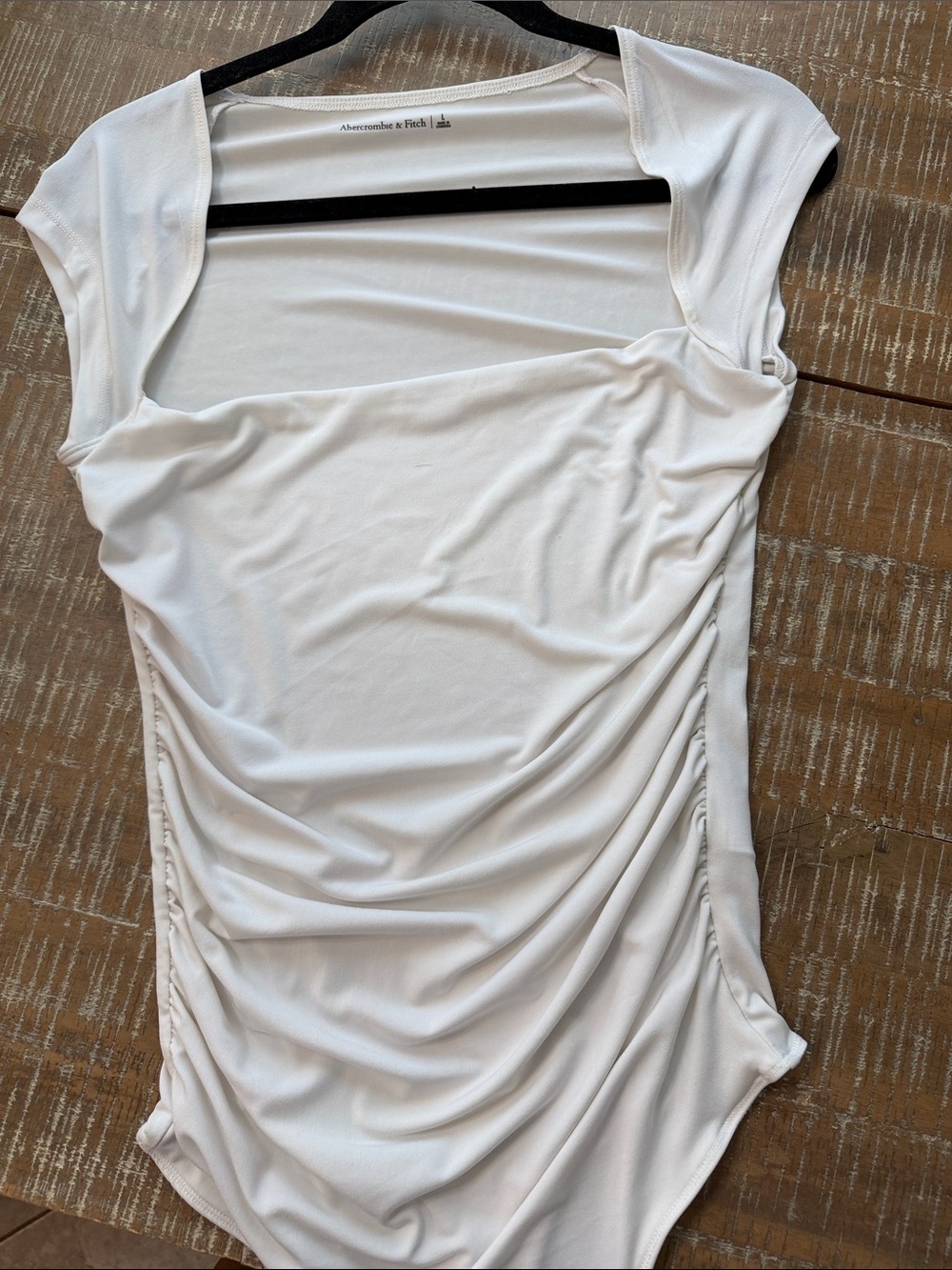 Abercrombie & Fitch White Ruched Bodysuit